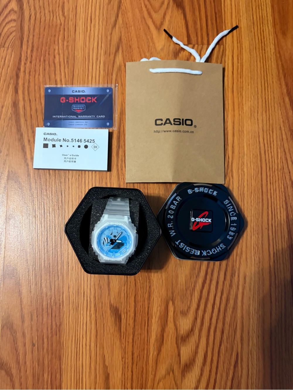 G-Shock Men’s White Watch with Light Blue Dial